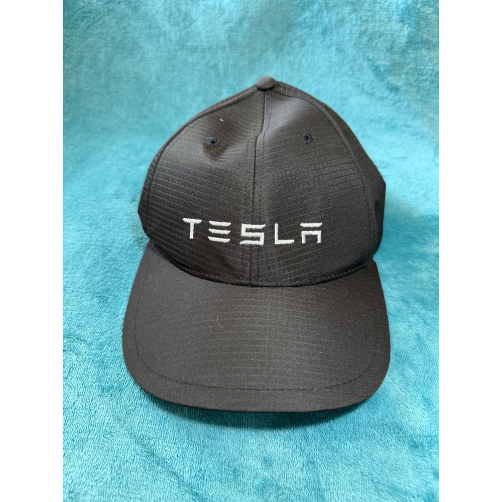 Tesla Motors Black Ripstop Baseball Cap Adjustable Hat Embroidered Logo Mens